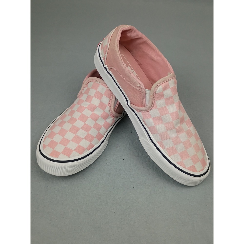 Vans Classic Slip-On Pink White Checkerboard Canvas Sneakers Womens 7.5